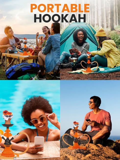 Orange Hookah Set 2 Hose Hookah – LilOne 12” Orange Mini Hookah Combo Kit