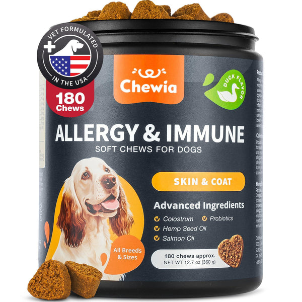 Dog Allergy Relief Chews Itch Relief for Dogs Anti Itch Dog Allergy Chews US Formulated Dog Itching Skin Relief with Salmon Oil Immune Health Seasonal Allergies & Hot Spots Support Treats