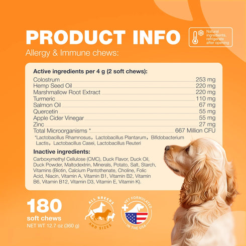 Dog Allergy Relief Chews Itch Relief for Dogs Anti Itch Dog Allergy Chews US Formulated Dog Itching Skin Relief with Salmon Oil Immune Health Seasonal Allergies & Hot Spots Support Treats