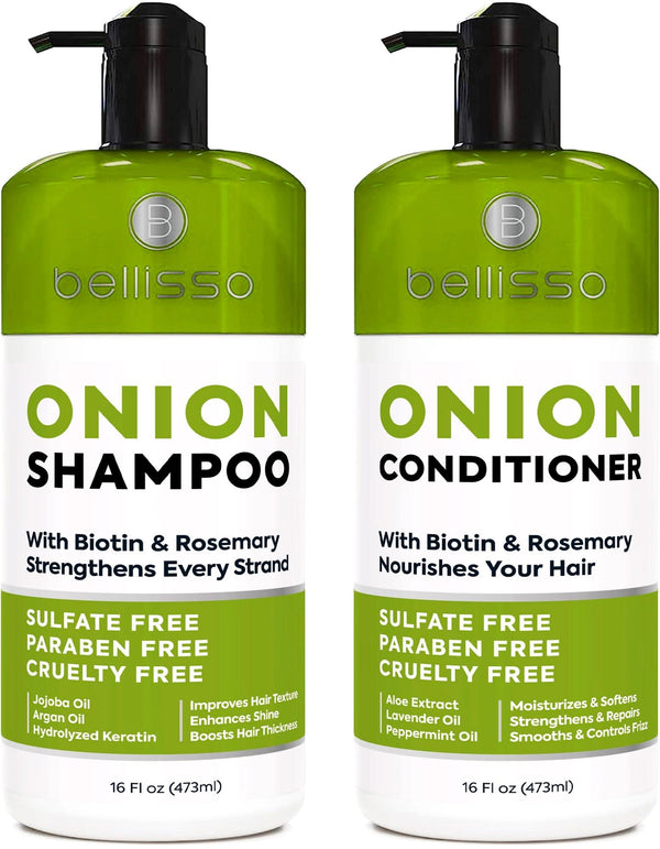 Onion Shampoo and Conditioner Set With Rosemary and Biotin Thickening Products for Women and Men Volumizing Salon Grade Formula for Thinning Hair Care Hydrating Moisturizing and Sulfate Free