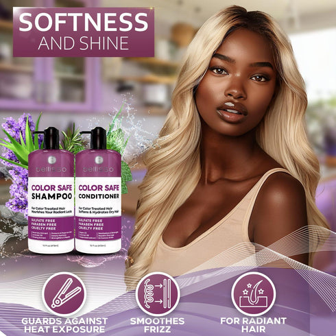 Color Safe Shampoo and Conditioner Set For Protecting Dyed and Treated Hair Against Fading Sulfate and Paraben Free Anti Fade Moisturizing Care Products to Protect Women and Men With Rosemary