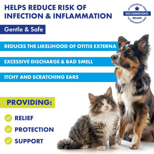 Cat & Dog Ear Cleaner Drops & Wash Solution Yeast Otic Infection Treatment & Itchy Ear Relief for Pet Wax Remover & Flush Remedy for Any Pets