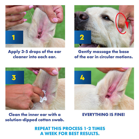 Cat & Dog Ear Cleaner Drops & Wash Solution Yeast Otic Infection Treatment & Itchy Ear Relief for Pet Wax Remover & Flush Remedy for Any Pets