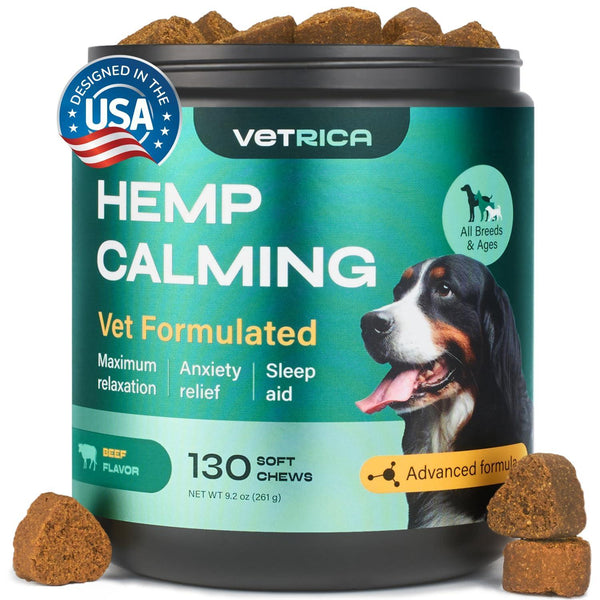 Calming Chews for Dogs Anxiety Relief Hemp Calming Chews for Dogs with Valerian Root Hemp Seed Oil Turmeric L Theanine Soft Treats for Storms Fireworks Separation Vet Visits Grooming