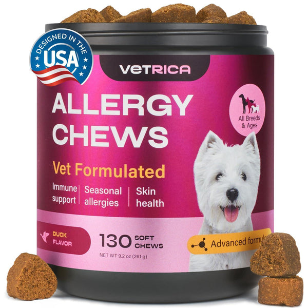 Dog Allergy Relief Chews Dog Itching Skin Relief Anti Itch Skin Health Hot Spot Treatment Seasonal Allergy Support Supplements Immune Chewable Treats Hemp Seed Oil Turmeric Quercetin