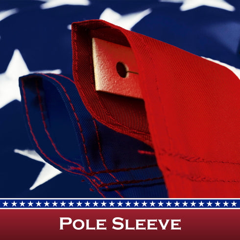 American Flag 210D Embroidered Polyester 2.5x4 Ft - with Pole Sleeve