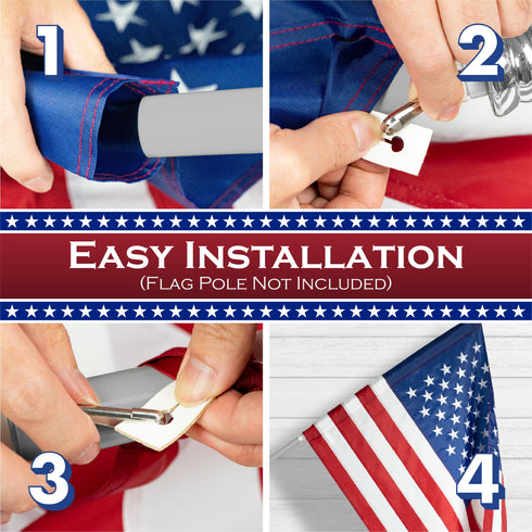 American Flag 210D Embroidered Polyester 2.5x4 Ft - with Pole Sleeve