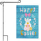 G128 Combo Pack: Garden Flag Stand Black 36 in x 16 in & Garden Flag Happy Easter Decoration Rabbit Gnome with Eggs 12"x18" Double-Sided Blockout Fabric