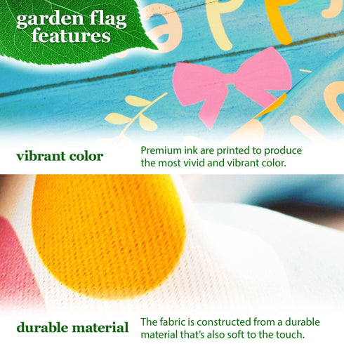 G128 Combo Pack: Garden Flag Stand Black 36 in x 16 in & Garden Flag Happy Easter Decoration Rabbit Gnome with Eggs 12"x18" Double-Sided Blockout Fabric