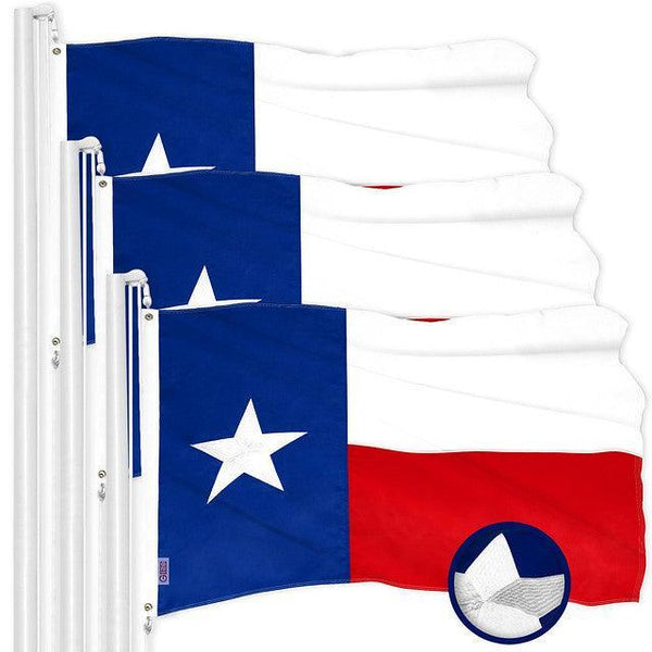 Texas TX State Flag 3x5 Ft 3-Pack Embroidered Polyester By G128