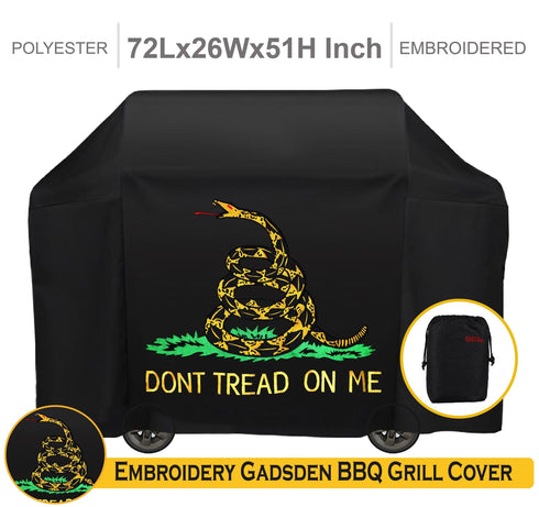 G128 Don't Tread On Me Gadsden Grill Cover | 72 inch | Gas Grill Cover Waterproof, UV Resistant BBQ Grill Cover, Fits Most Brands of Grills