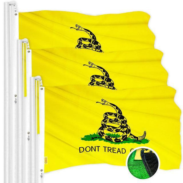 Gadsden Don't Tread on Me Flag 2x3FT 3-Pack Embroidered Polyester By G128