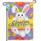 G128 - Easter Greetings with White Bunny & Eggs Garden Flag | 12x18 Inch | Printed 150D Polyester - Rustic Holiday Seasonal Outdoor Flag