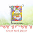 G128 - Easter Greetings with White Bunny & Eggs Garden Flag | 12x18 Inch | Printed 150D Polyester - Rustic Holiday Seasonal Outdoor Flag