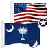 G128 Combo Pack: American USA Flag 2x3 Ft & South Carolina SC State Flag 2x3 Ft | Both ToughWeave Series Embroidered Polyester, Embroidered Design, Indoor/Outdoor, Brass Grommets
