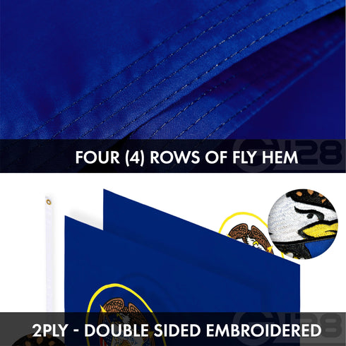 G128 Combo Pack: USA American Flag 3x5 Ft Embroidered Stars & Utah State Flag 3x5 Ft Embroidered Double Sided 2ply