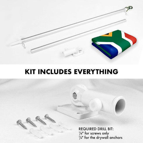 G128 Combo Pack: 6 Feet Tangle Free Spinning Flagpole (Silver) South Africa South African Flag 3x5 ft Printed 150D Brass Grommets (Flag Included) Aluminum Flag Pole