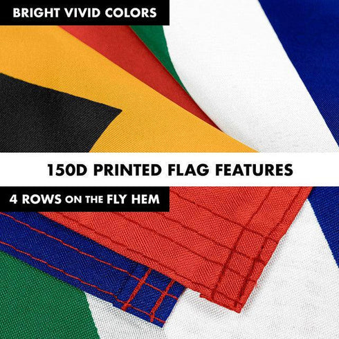 G128 Combo Pack: 6 Feet Tangle Free Spinning Flagpole (Silver) South Africa South African Flag 3x5 ft Printed 150D Brass Grommets (Flag Included) Aluminum Flag Pole
