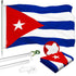 G128 Combo Pack: 6 Ft Tangle Free Aluminum Spinning Flagpole (Silver) & Cuba Cuban Flag 3x5 Ft, ToughWeave Series Embroidered 300D Polyester | Pole with Flag Included
