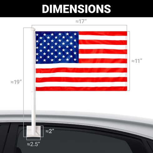 2 Pack: American USA Car Flag | 11x17 In | Double LiteWeave Pro Series Double Sided Printed 150D Polyester | Flagpole Included | Perfect for Festival Celebrations Parades