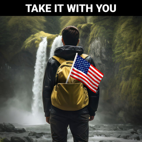 2 Pack: American USA Car Flag | 11x17 In | Double LiteWeave Pro Series Double Sided Printed 150D Polyester | Flagpole Included | Perfect for Festival Celebrations Parades