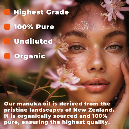 100% Pure Manuka Oil from New Zealand | Therapeutic Grade Essential Oil for Wound Care Skin Soothing Nail & Scalp Health | Organic Undiluted Cold Pressed Manuka for Face Hair & Body