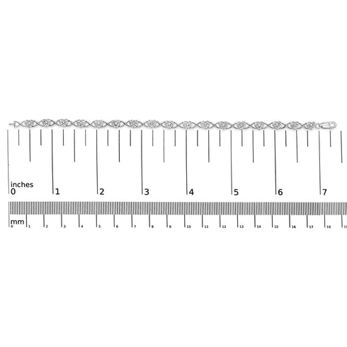 .925 Sterling Silver Diamond Accent Heart Link Bracelet (I-J Color, I3 Clarity) - 7.25"