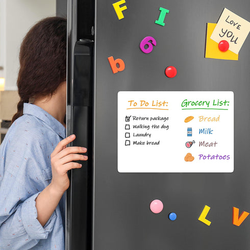 Magnetic Whiteboard for Fridge 8.5x12 inch A4 Magnetic Dry Erase Board Magnetic White Board for Frig Magnetic Sheet Small Magnetic List for Refrigerator Magnetic Grocery Shoping List