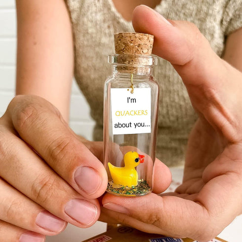 Cute Girlfriend and Boyfriend Gifts Personalized Anniversary Present for Her Him Custom Birthday Gift Idea for Women Men (I'm Quackers About You Gift Bottle)