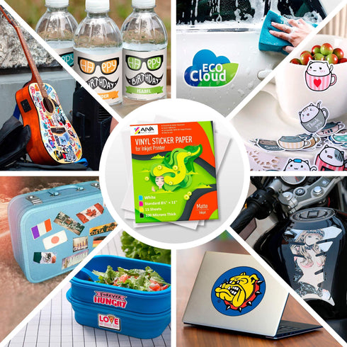 Printable Vinyl Sticker Paper for Inkjet Printer Matte White 15 SelfAdhesive Sheets Waterproof Decal Paper Standard Letter Size 8.5x11