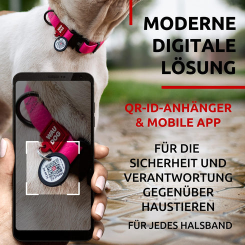 Waterproof Dog Collar Adjustable Dog Collar for Large Dogs Small and Medium Dogs Heavy Duty Dog Collars with Durable Metal Clasp and QR Dog Tag Boy & Girl Dog Collars (Pink)