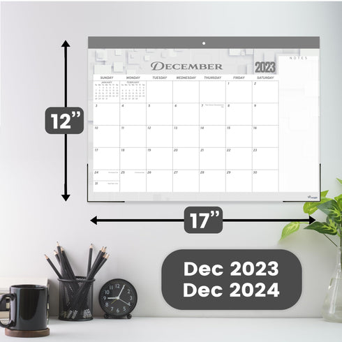 Desk Calendar 2024 17x12 Wall Calendar Thick Paper & Notes Section Runs from December 2023 December 2024 (Gray)