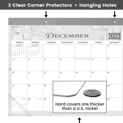 Desk Calendar 2024 17x12 Wall Calendar Thick Paper & Notes Section Runs from December 2023 December 2024 (Gray)