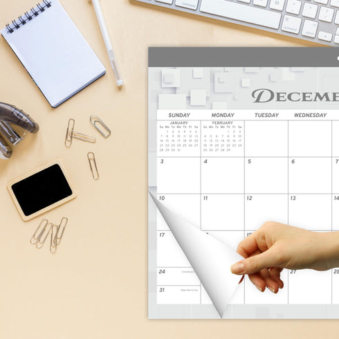 Desk Calendar 2024 17x12 Wall Calendar Thick Paper & Notes Section Runs from December 2023 December 2024 (Gray)