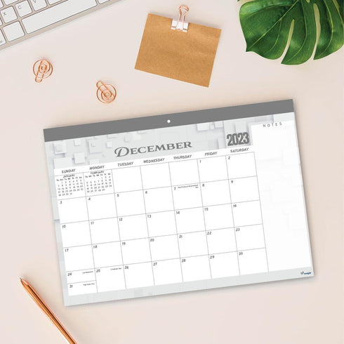 Desk Calendar 2024 17x12 Wall Calendar Thick Paper & Notes Section Runs from December 2023 December 2024 (Gray)