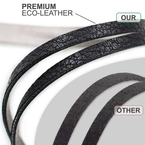 Eyeglass Strap Holders Premium ECO Leather Eye Glass String Strap Eyeglass Chain for Women Men Eye Glass Accessory Chain Around Neck 4 Cords (Black)