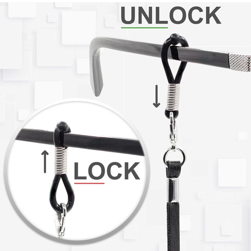 Eyeglass Strap Holders Premium ECO Leather Eye Glass String Strap Eyeglass Chain for Women Men Eye Glass Accessory Chain Around Neck 4 Cords (Black)