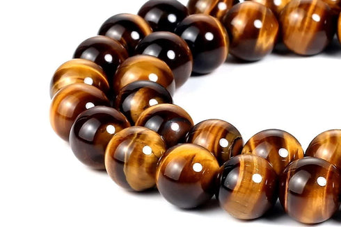 WFJ Genuine Tiger Eye Bracelet 10mm 19cm, Natural Yellow Brown Tiger's eye Crystal Healing Protection Willpower, Confidence, Motivation, Focus Goal
