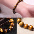 WFJ Genuine Tiger Eye Bracelet 10mm 19cm, Natural Yellow Brown Tiger's eye Crystal Healing Protection Willpower, Confidence, Motivation, Focus Goal