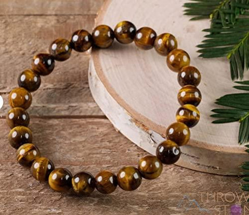 WFJ Genuine Tiger Eye Bracelet 10mm 19cm, Natural Yellow Brown Tiger's eye Crystal Healing Protection Willpower, Confidence, Motivation, Focus Goal