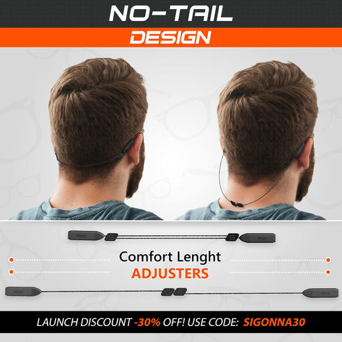 SIGONNA Adjustable Glasses Strap 3 Pcs Eyeglasses Strap Holders No Tail Sunglasses Strap for Men Women Eye Glasses Holders Around Head or Neck Glasses Lanyard String Straps