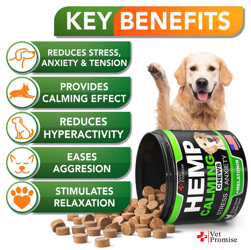 Hemp Calming Chews for Dogs with Anxiety and Stress Dog Calming Treats Dog Anxiety Relief Separation Travel Barking Melatonin for Dogs Hemp Oil Calming Treats for Dogs 120 Treats