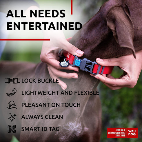 Waterproof Dog Collar Adjustable Dog Collar for Large Dogs Small and Medium Dogs Breakaway Dog Collar Waterproof with Plastic Buckle and QR Dog Tag Boy & Girl Dog Collars (Red)