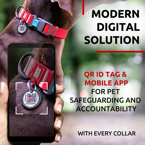 Waterproof Dog Collar Adjustable Dog Collar for Large Dogs Small and Medium Dogs Breakaway Dog Collar Waterproof with Plastic Buckle and QR Dog Tag Boy & Girl Dog Collars (Red)