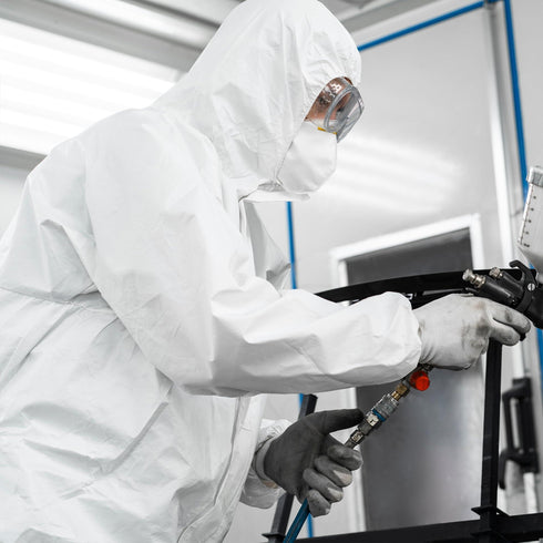 AMZ Medical Supply Disposable Coveralls for Men Women 3X Large Pack of 5 White Hazmat Suits Disposable with Hood Zipper 60gsm Microporous Hazmat Suit Costume Waterproof Lab Coveralls Disposable