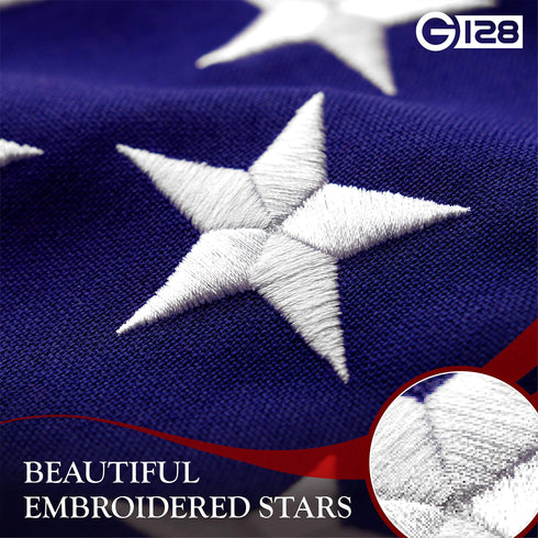 3x5 Ft American Flag Deluxe TearProof Series Featuring Super Tough Spun Polyester Embroidered Stars Sewn Stripes