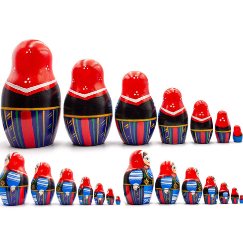 AEVVV Polish Nesting Dolls Set of 7 pcs Matryoshka Dolls in Polish Costumes with Ornaments Made in Poland Baboushka Nesting Dolls in Girls Polish Dress