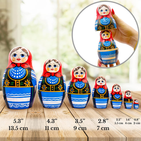 AEVVV Polish Nesting Dolls Set of 7 pcs Matryoshka Dolls in Polish Costumes with Ornaments Made in Poland Baboushka Nesting Dolls in Girls Polish Dress