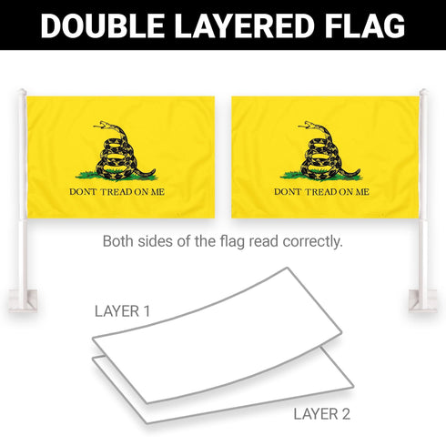 2 Pack: Gadsden Don't Tread On Me Car Flag | 11x17 In | Double LiteWeave Pro Series Double Sided Printed 150D Polyester | Flagpole Included | Perfect for Festival Celebrations Parades