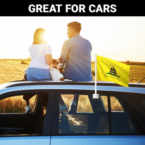 2 Pack: Gadsden Don't Tread On Me Car Flag | 11x17 In | Double LiteWeave Pro Series Double Sided Printed 150D Polyester | Flagpole Included | Perfect for Festival Celebrations Parades